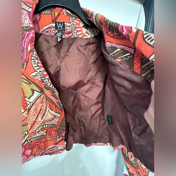 W Work to Weekend Women’s Orange Pink Floral Pockets Ruffle Back Blazer Jacket 6 - Picture 6 of 14